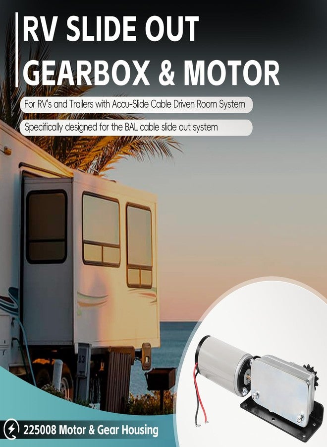 Sunluway 225008 RV Slide Out Motor & Gear Housing for BAL Accu-Slide Cable Slide Out System, Replace for ‎R25076-1 Gearbox R25076 RV Slide Out Gearbox and R25075 RV Side Motor - Image 2